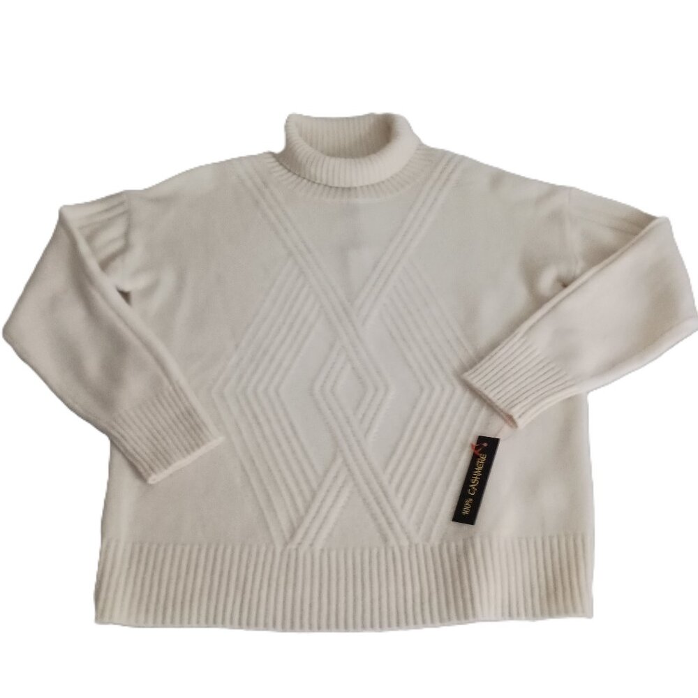 InCashmere Sweater 100% Cashmere Cream Roll Neck Women’s Size M NWT - Picture 1 of 16